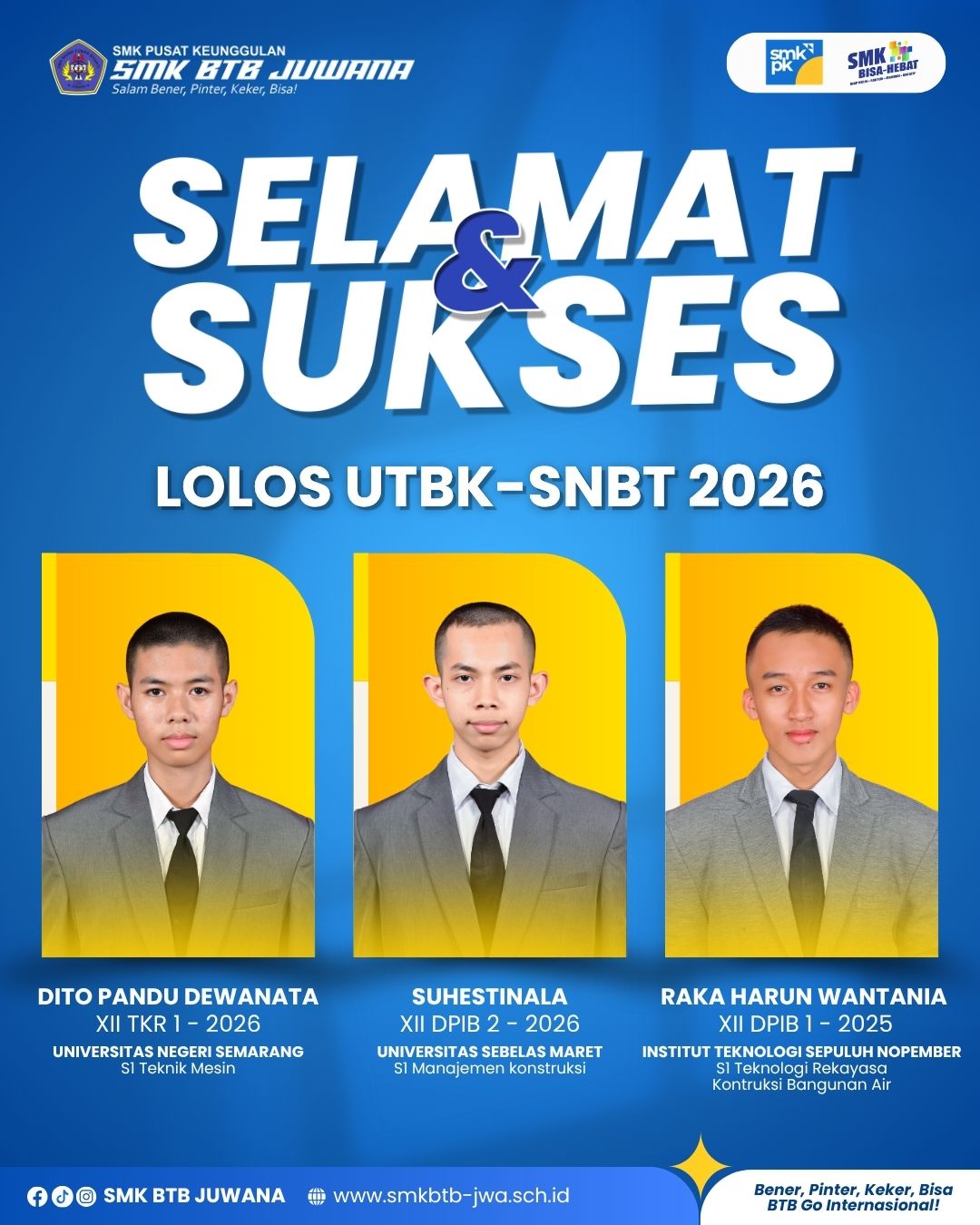 MURID SMK BTB LOLOS UTBK-SNBT 2026